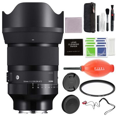 Sigma 50mm f/1.2 DG DN Art Lens for Sony E-Mount with Pixel Advance Accessories & Travel Bundle | 316965 | Extended 3 Years Sigma Warranty | Sigma 50mm f1.2 e Mount