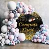 Leyiyi 7.5x7.5ft Gold Congrats Grad Round Backdrop Cover Black Gold Glitter Bokeh Graduation Party Circle BackgroundCongrats Congrats Grad Prom Party Decoration Congratulations Graduates Backdrop view 3