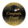 Leyiyi 7.5x7.5ft Gold Congrats Grad Round Backdrop Cover Black Gold Glitter Bokeh Graduation Party Circle BackgroundCongrats Congrats Grad Prom Party Decoration Congratulations Graduates Backdrop view 4