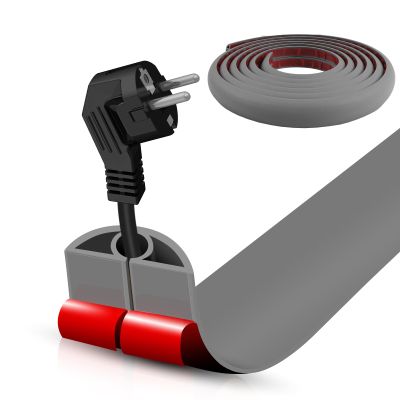 Floor Cord Cover Self Adhesive Cord Hider,10FT Cable Management, Extension Strip Protector for Wires, Prevent Cable Trips for Offices, Gyms, Exhibitions Cavity:0.3"(W) x 0.28"(H) Gray