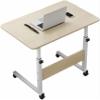 ELEFOCUS Rolling Desk Adjustable Height Office Laptop Table Mobile Sit-Stand Overbed Tray Over Computer Writing with Wheels Cart (Size:60x40cm,Color:Natural) view 1