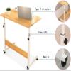 ELEFOCUS Rolling Desk Adjustable Height Office Laptop Table Mobile Sit-Stand Overbed Tray Over Computer Writing with Wheels Cart (Size:60x40cm,Color:Natural) view 2