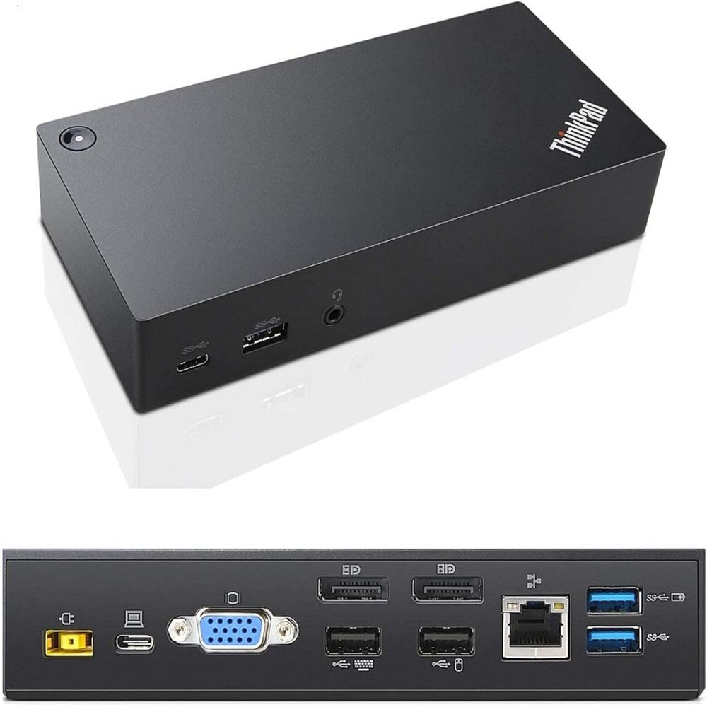 Lenovo ThinkPad Universal USB-C Dock 40A9 DK1633 Laptop Docking Station 03X7194, VGA, DP, USB-C, USB3.0, USB-C Cable, 90w AC Adapter, Black (Renewed)
