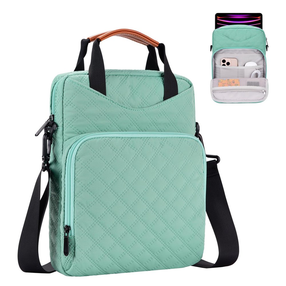 9-11 Inch Tablet Sleeve Bag, Padded Travel Carrying Case for iPad Pro 11-in (M4), iPad 10.9 (10th Gen), iPad Air 11-in (M2), Galaxy Tab S9/S8, with Shoulder Strap (Mint Green)