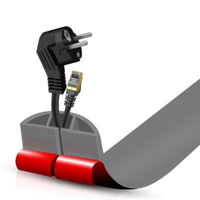 Floor Cord Cover Self Adhesive Cord Hider,3.3FT Cable Management, Extension Strip Protector for Wires, Prevent Cable Trips for Offices, Gyms, Exhibitions Cavity:0.51"(W) x 0.3"(H) Gray