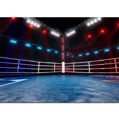 Qian Boxing Ring Backdrop Arena Stage Lights Sport Photo Background for Baby Shower Birthday Cake Table Decor Kids Photoshoot Photo Studio Props 8x6ft