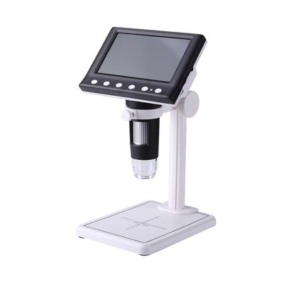 JOEBO Microscope Kit 8 LED Lights Digital Microscope Electronic 2MP 4.3 Inch HD LCD 1000X Magnifier Microscope Lens Adapters (Color : White)