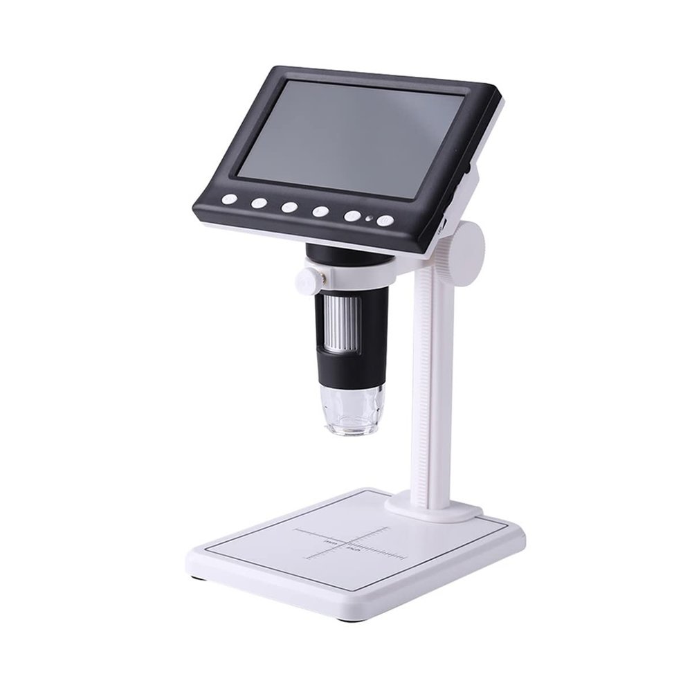 JOEBO Microscope Kit 8 LED Lights Digital Microscope Electronic 2MP 4.3 Inch HD LCD 1000X Magnifier Microscope Lens Adapters (Color : White)