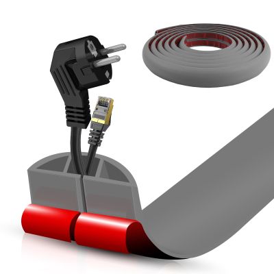 Floor Cord Cover Self Adhesive Cord Hider,10FT Cable Management, Extension Strip Protector for Wires, Prevent Cable Trips for Offices, Gyms, Exhibitions Cavity:0.51"(W) x 0.3"(H) Gray