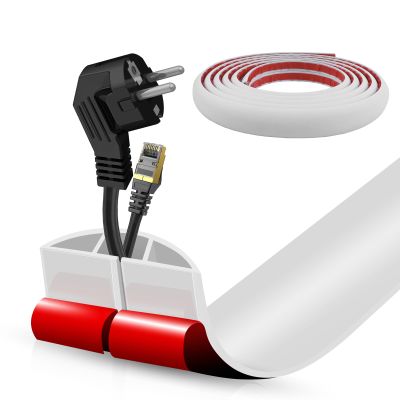 Floor Cord Cover Self Adhesive Cord Hider,10FT Cable Management, Extension Strip Protector for Wires, Prevent Cable Trips for Offices, Gyms, Exhibitions Cavity:0.47"(W) x 0.35"(H) White
