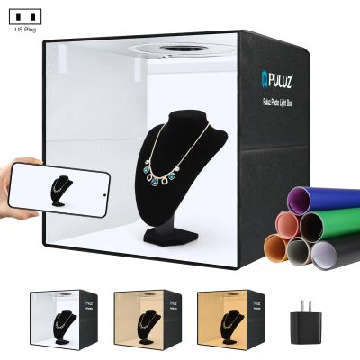 PULUZ Portable Photo Studio Light Box, 50cm x 50cm Photography Light Tent, Professional Dimmable Photography Studio Tent with 12 Color Backdrops, CRI90, Photo Box for Product Photography