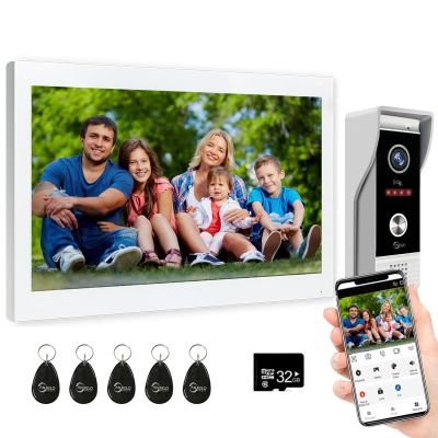Wired Video Doorbell Apartment Intercom Syatem,10 Inch Full Touch Monitor,1080P Doorbell Camera,TUYA WiFi Smart Home Video Intercom Door Phone Kits IC Unlock for Villa Home,32G