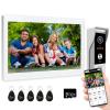 Wired Video Doorbell Apartment Intercom Syatem,10 Inch Full Touch Monitor,1080P Doorbell Camera,TUYA WiFi Smart Home Video Intercom Door Phone Kits IC Unlock for Villa Home,32G view 1