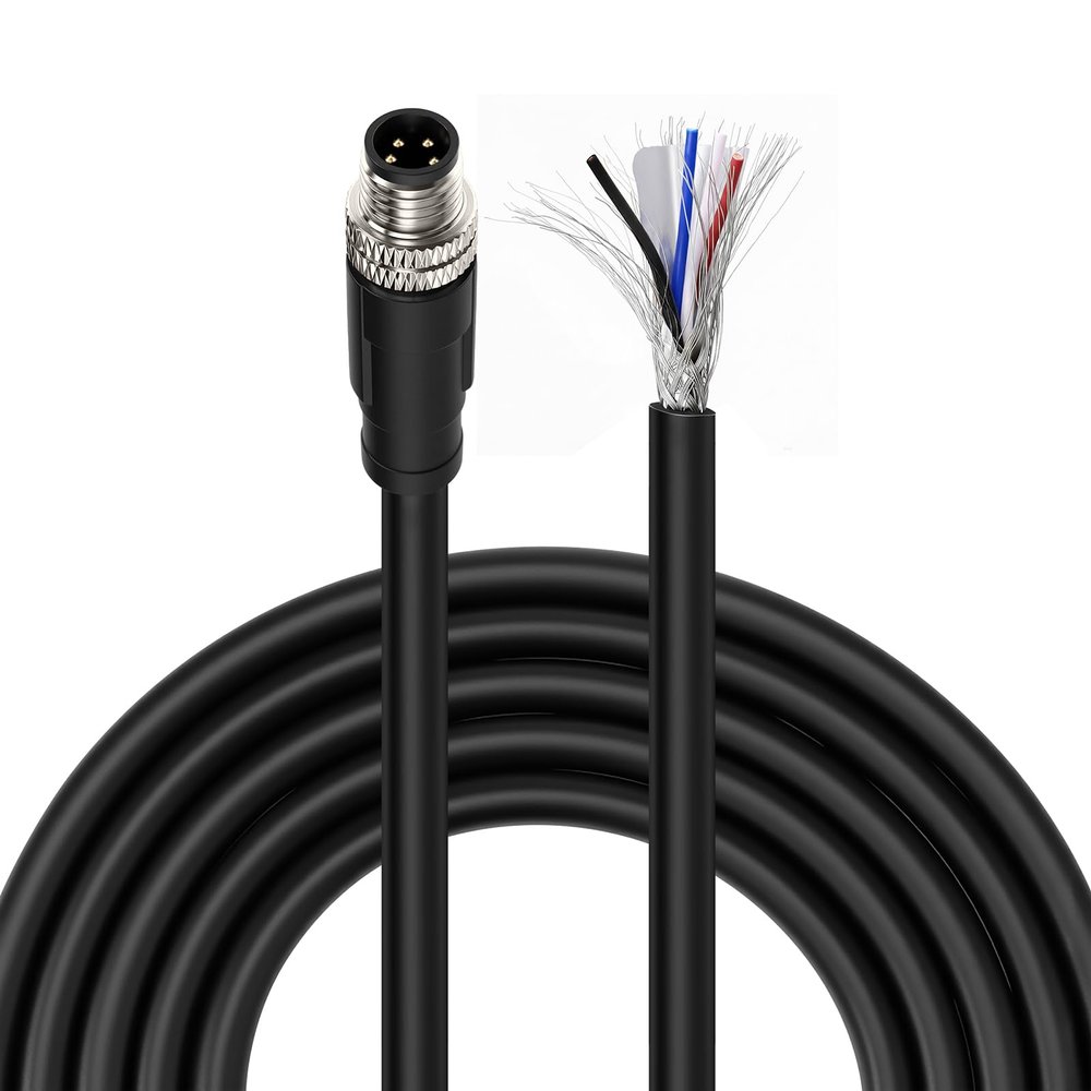M8 4 Pin A-Code Male IO-Link Pigtail, Shielded IP67 Waterproof PVC Cable to Flying Leads, for Keyence/Balluff/Omron/Binder/TE Sensor Field Wiring (50M/164.0FT)
