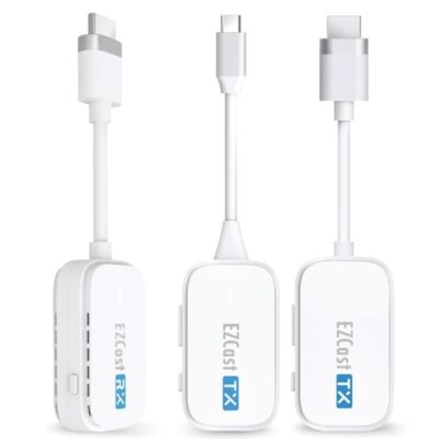 EZCast Wireless Transmitter & Receiver Kit  HDMI & Type-C Transmitter and HDMI Receiver, Ultra-Low Latency, Plug & Play for PC, Laptop, Projector