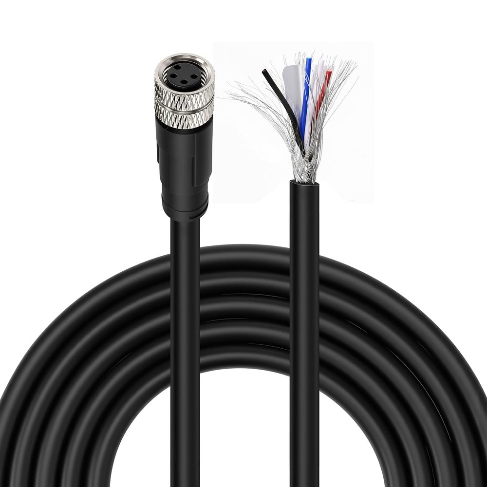 ZBLZGP M8 4-Pin Female Flying Lead Cable, 25M (82.0FT) 24AWG Shielded PVC IP67, for Keyence, Siemens, Pepperl and Fuchs Sensor Actuator and Field Device