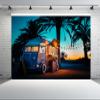 chnywork 9x6ft Tropical Food Truck Backdrop Seaside Beach Festival Bar Light Bulbs Palm Trees Sunset Scenery Background Summer Vacation Birthday Wedding Party Decor Photo Props Wallpaper view 2