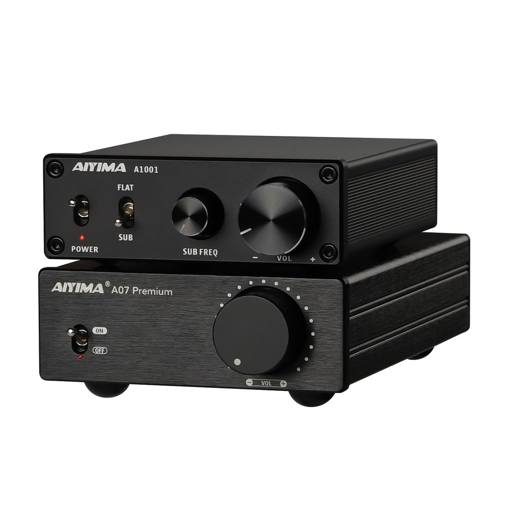 AIYIMA A07 300Wx2 TPA3255 mini Stereo amplififer and AIYIMA 100W A1001 Subwoofer Amplifier Bundle
