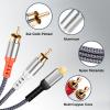Rliwov MFi Certified Compatible with Lightning to RCA Cable Audio Aux Adapter, 4FT iOS to 2RCA Cable HiFi Stereo Y Splitter for i-Phone, i-Pad, i-Pod, Amplifiers, Theater, Car and Speaker view 4