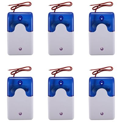 Baglaum 6X Mini Wired Strobe Warning Siren Dc 12V Sound Alarm Flashing Light Sound Siren Horn 115Db Blue