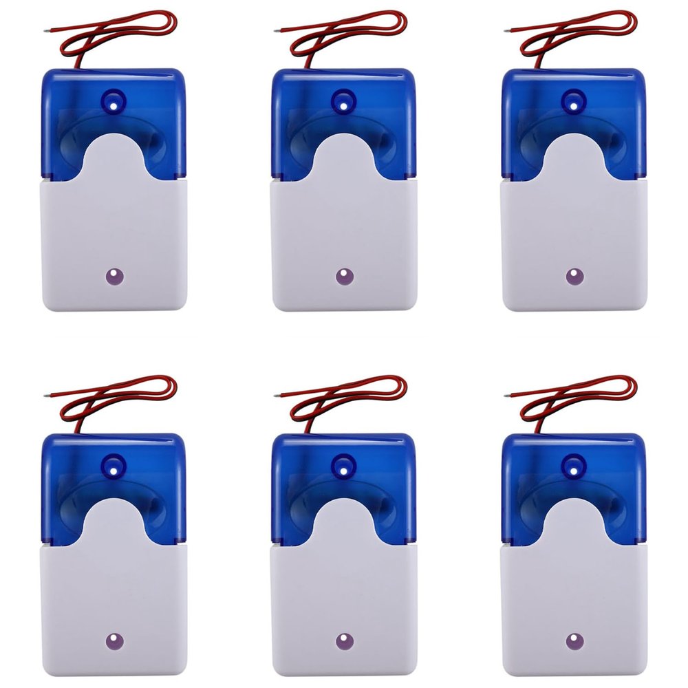 Baglaum 6X Mini Wired Strobe Warning Siren Dc 12V Sound Alarm Flashing Light Sound Siren Horn 115Db Blue