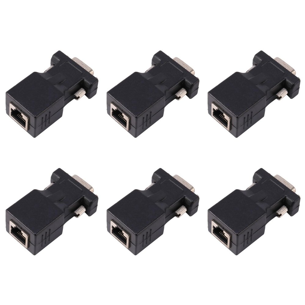 Baglaum 6X VGA Extender Male to LAN CAT5 CAT6 RJ45 Network Cable Adapter, Black, 750123078