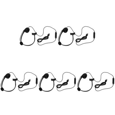 Baglaum 5X USB Call Center Headset with Noise Cancelling Mic Monaural Headphone for PC Home Office Phone Service Plug and Play, Black, 750117008