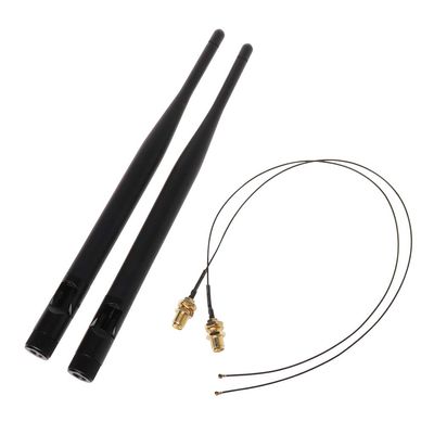 WiFi Antenna Aerial 2.4GHz 5GHz 6dBi RP-SMA Antennas 31cm/12in U.FL IPEX MHF4 To RP-SMA Extension Cable 2 Packs/Set Splitter Extension Cable Adapter Card Reader Converter Drive Cord Base Transmission