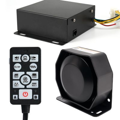JAMTON 200W 12V 37 Tone Emergency Siren PA System, Slim Speaker Horn with Handheld Remote Control and Microphone for Emergency Vehicles Police Car Firefighter Ambulance SUVs