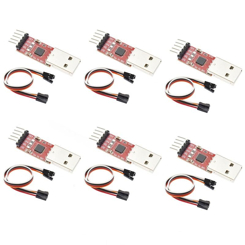 senzooe CP2102 USB 2.0 to UART TTL 5pin Module Serial Converter with Cable (CH9102 Red) Pack of 6