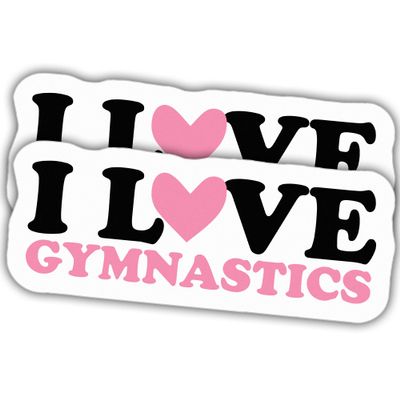 (2pcs) Gymnastics Stickers Gymnastics Decal I Love Gymnastics Vinyl Funny Stickers, Weather-Resistant Sticker for Water Bottles Laptop Window Car 2pcs Size 3"