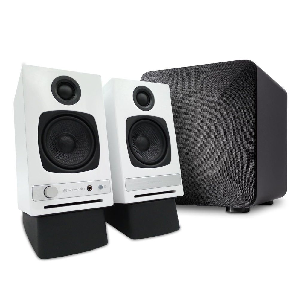 Audioengine A2 HD White Pc Speakers with S6 Subwoofer and DS1 Stands