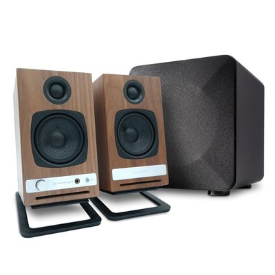 Audioengine A2 HD Walnut Home Music System with S6 Subwoofer and DS1M Stands