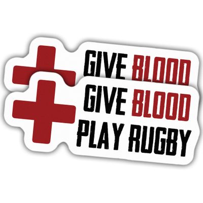 (2pcs) Rugby Stickers Rugby Decal Give Blood Play Rugby Vinyl Funny Stickers, Weather-Resistant Sticker for Water Bottles Laptop Window Car 2pcs Size 3"