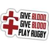 (2pcs) Rugby Stickers Rugby Decal Give Blood Play Rugby Vinyl Funny Stickers, Weather-Resistant Sticker for Water Bottles Laptop Window Car 2pcs Size 3" view 1