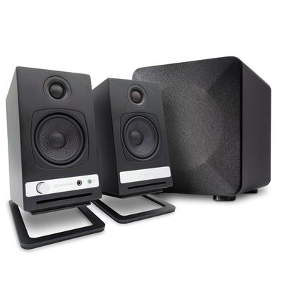 Audioengine A2 HD Black with S6 Subwoofer and DS1M Stands