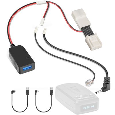 Gonifeto Radar Detector Power Cord Adapter,(14Pin Type-B)Compatible with Jeep Compass Wagoneer Dodge Ram with Auto Dimming Rearview Mirror,RJ11 DC3.5 Radar Detectors Charger Cable,Built-in Hidden USB