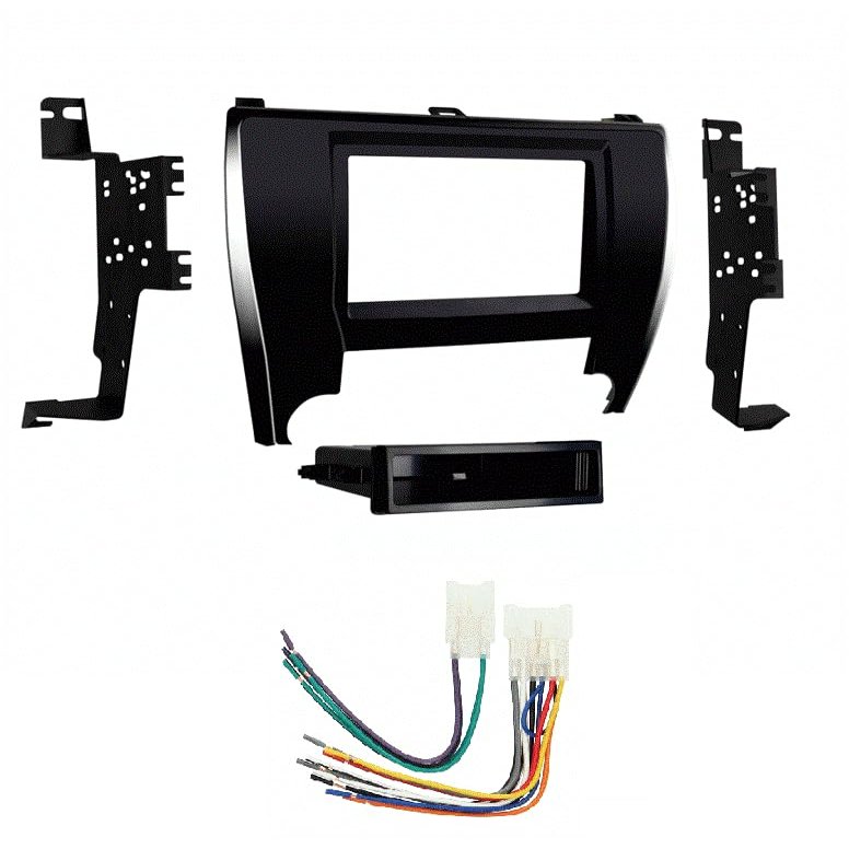 Xscorpion Single DIN Double DIN Car Stereo Radio ISO DIN Installation Mounting Dash Kit Compatible with Toyota Camry (Dash Kit Combo (Harness + Adapter) 2015 2016 2017