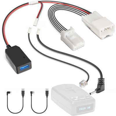 Gonifeto Radar Detector Power Cord Adapter,(5Pin Type-E)Compatible with Subaru Forester Ascent,Crosstrek with Auto Dimming Rearview Mirror,RJ11 DC3.5 Radar Detectors Charger Cable, Built-in Hidden USB