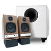 Audioengine A2 HD Walnut Home Music System with S8 White Subwoofer and DS1 Stands view 1