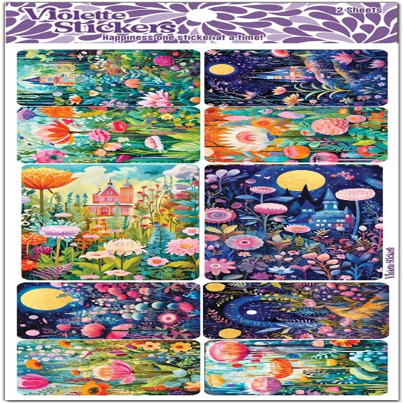 Magical Meadow Stickers by Violette Stickers, Blue