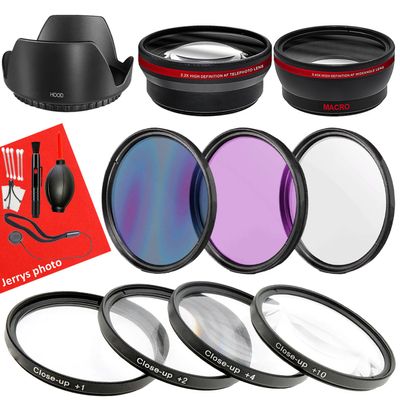 49mm Accessory Bundle for Canon EOS M100, M200, M50 Mark II, M10, M, M50 + Wide Angle and Telephoto Lens + Filters + Cleaning Kit + Tulip Hood + More (14pc Bundle)
