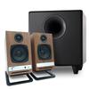 Audioengine A2 HD Walnut Computer Speakers with S8 White Subwoofer and DS1M Stands