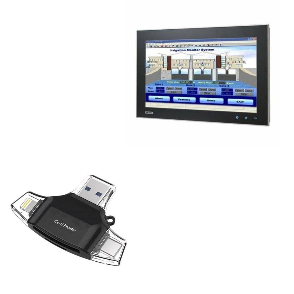 BoxWave Smart Gadget Compatible with Advantech FPM-D21W - AllReader SD Card Reader, microSD Card Reader SD Compact USB - Jet Black
