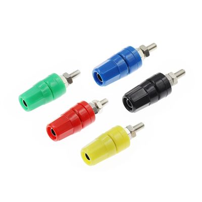 WUZDPRCJ 5PCS M4X36 Pure Copper Terminal 4MM Banana Jack Socket 20A Binding Post Banana Plug Connector (Color : Green)