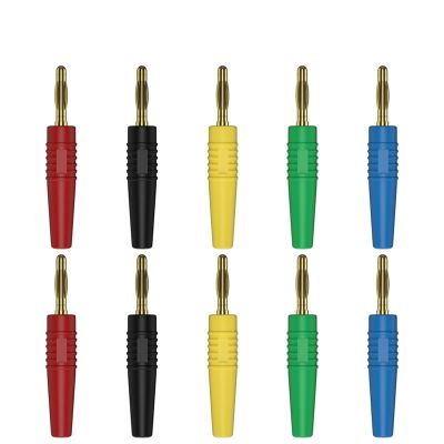 10pcs 2mm Gold Plated Banana Plug Electrical Connector Adaptor 5 Colors J.10005 (Color : 5 Red 5 Black)