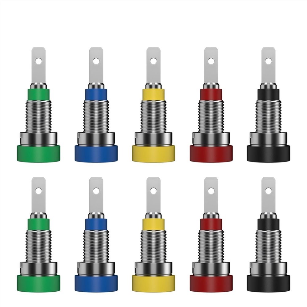 10PCS 2MM Banana Socket Binding Post Nut Banana Plug Jack Electrical Connector Terminal Test Hole Q.40004 (Color : 5 Colors x 2)