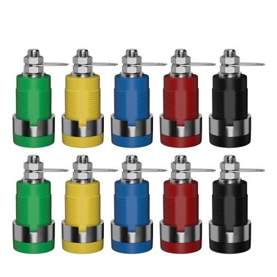 10pcs 4mm Banana Socket Binding Post Banana Plug Jack Electrical Connector J.40018 (Color : 5 Colors x 2)