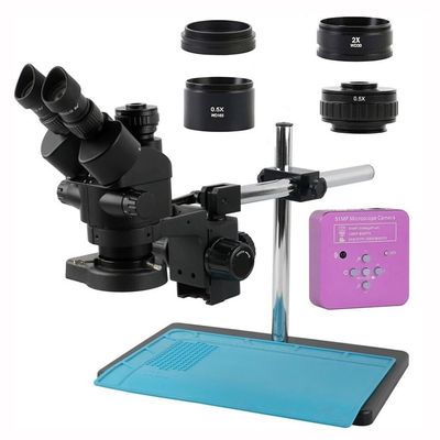 ZTBH Microscope Accessories Kit 2K 4K 48MP 51MP HDMI USB 3.5-90X Zoom Trinocular Stereo Microscope Camera for Soldering PCB Jewelry Appraisal Carving Microscope Slides (Color : 51MP 2K HDMI USB)