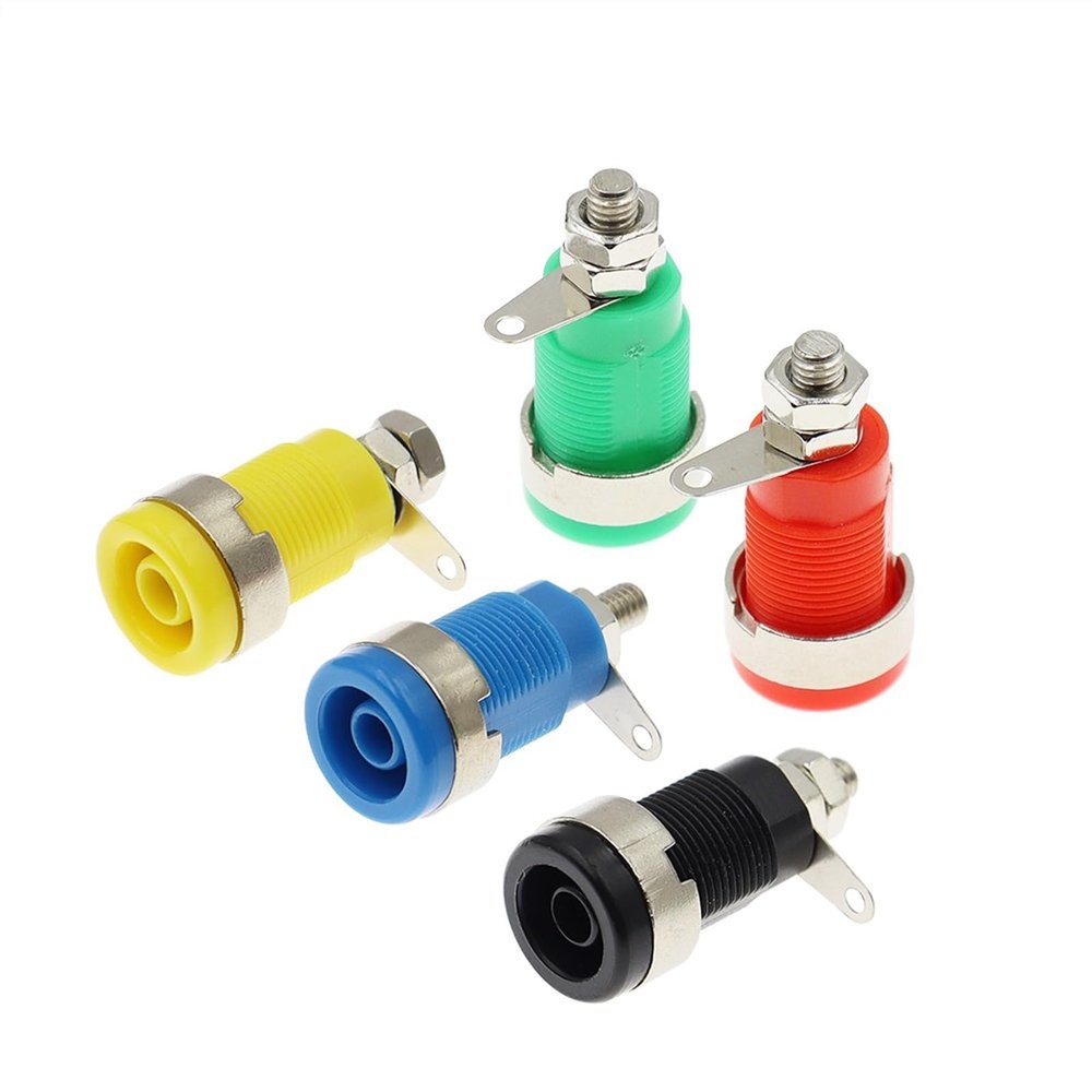 100PCS 4MM Panel Banana Socket Hole Current 32A Terminal Connector Open Hole 12mm Plug (Color : Each in Color 20PCS)